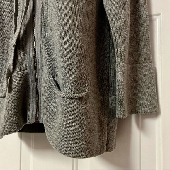 VTG 90s Once Again Gray Cotton Hi Neck Silver Exposed Zipper Cardigan Sweater S - Picture 7 of 10